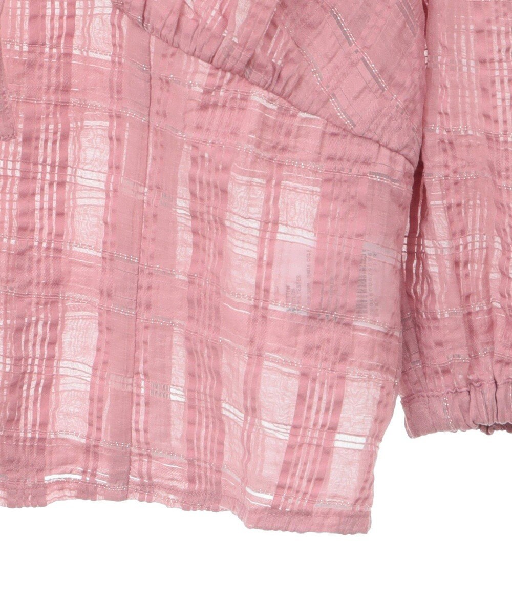 earth music&ecology シアーチェックパフスリーブブラウス 