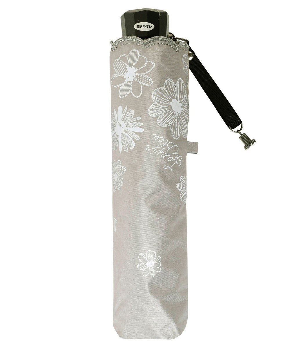 MOONBAT 【遮光率100％/遮熱/UV】LANVIN en Bleu (ランバン オン ブルー)晴雨兼用日傘 フラワーグリッター シルバースカラ刺繍 花柄 折りたたみ傘 簡単開閉 