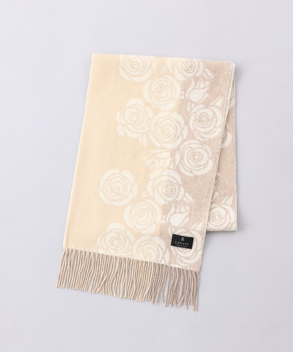 AURORA LANVIN COLLECTION　ローズ柄 カシミヤ マフラー 