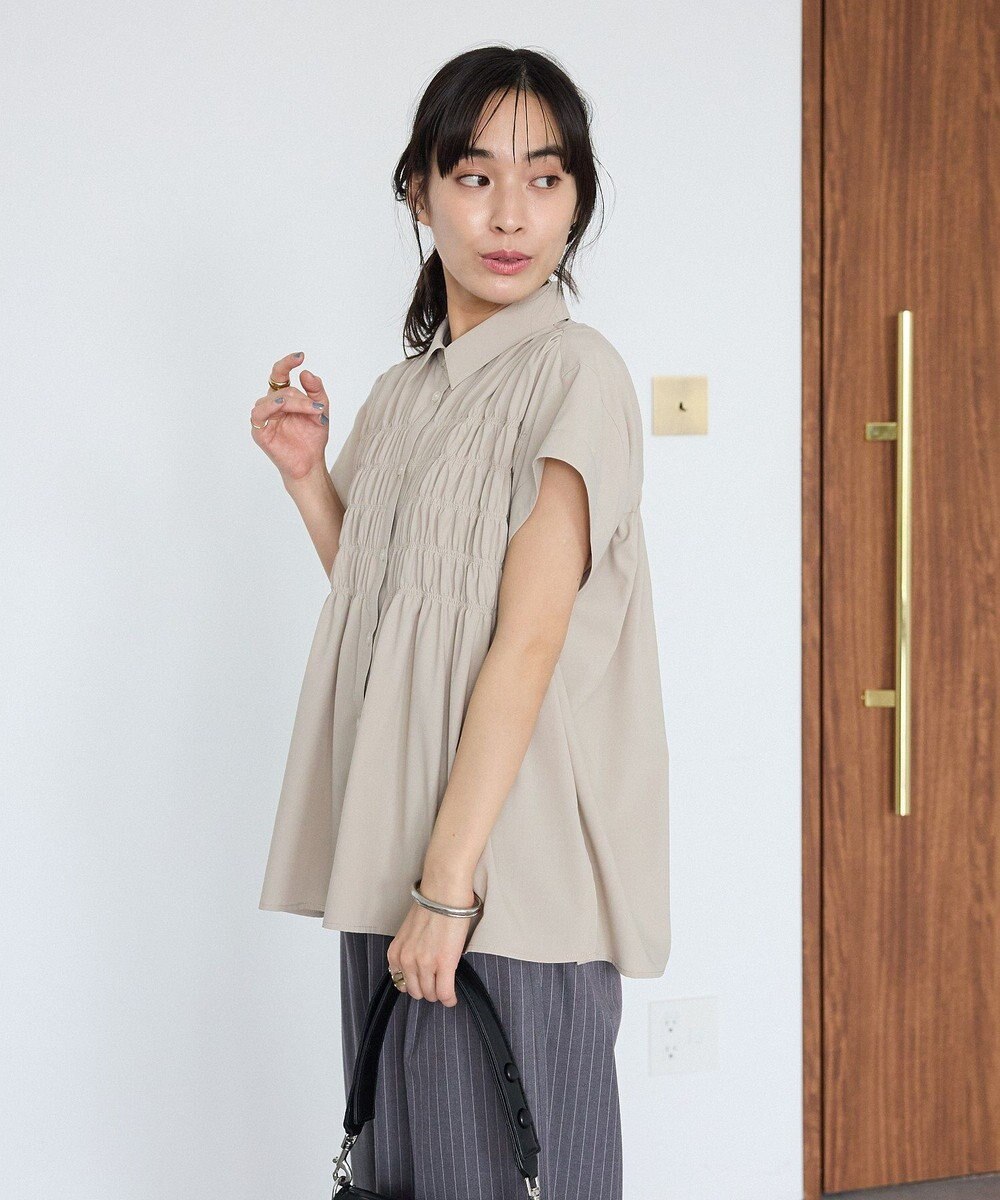 CRAFT STANDARD BOUTIQUE シャーリングショートスリーブブラウス 
