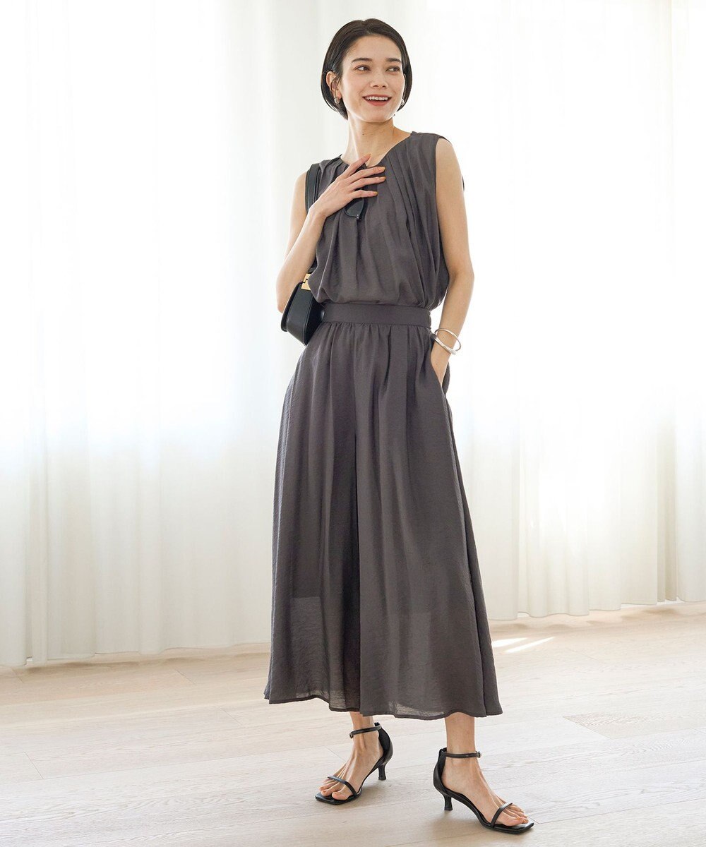 UNFILO ヴィンテージシアー ギャザーワイドパンツ 