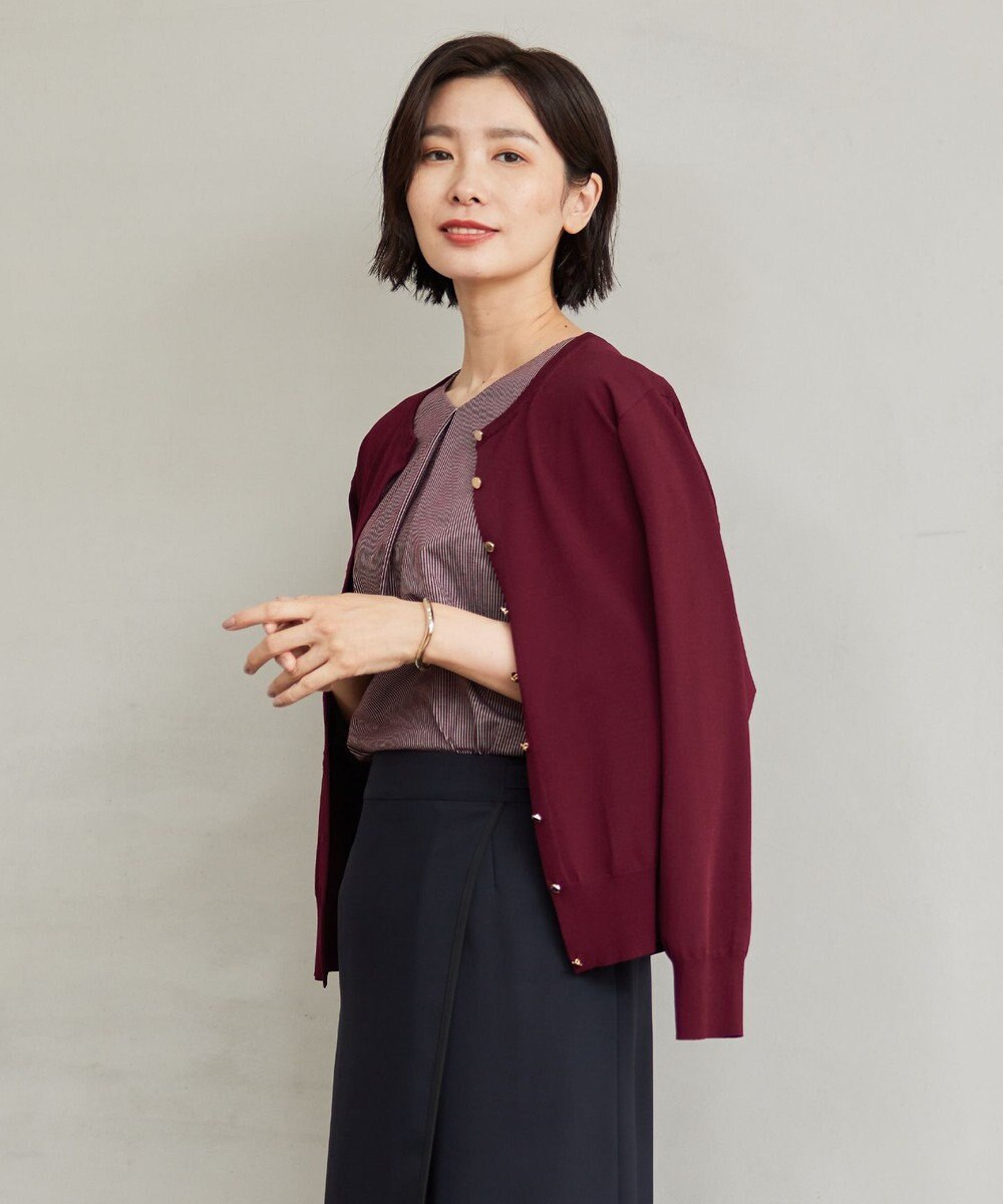 J.PRESS LADIES 【洗える】レーヨンエリートストレッチ クルーネック カーディガン 