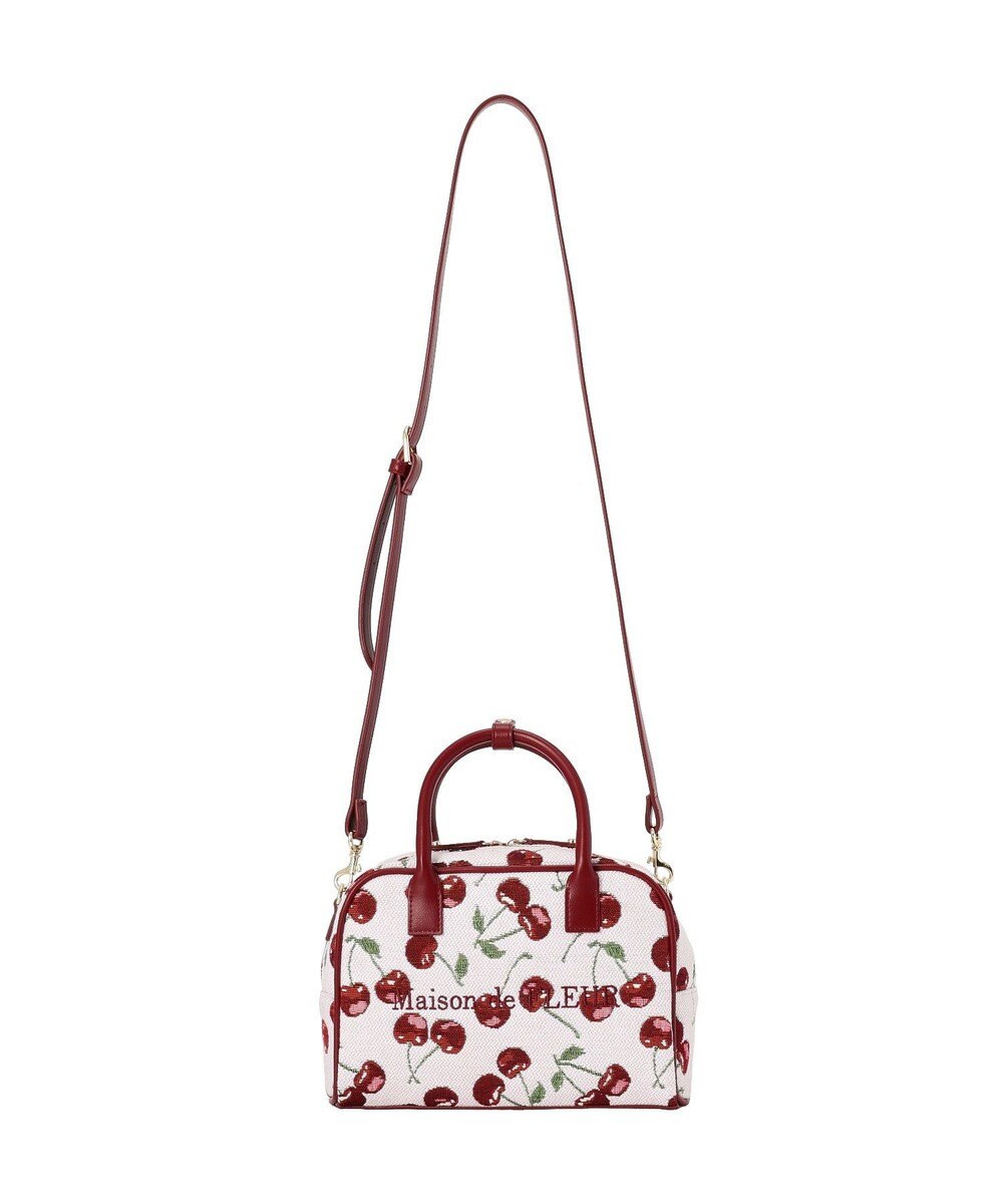 Maison de FLEUR チェリー柄ゴブランボストンバッグ 