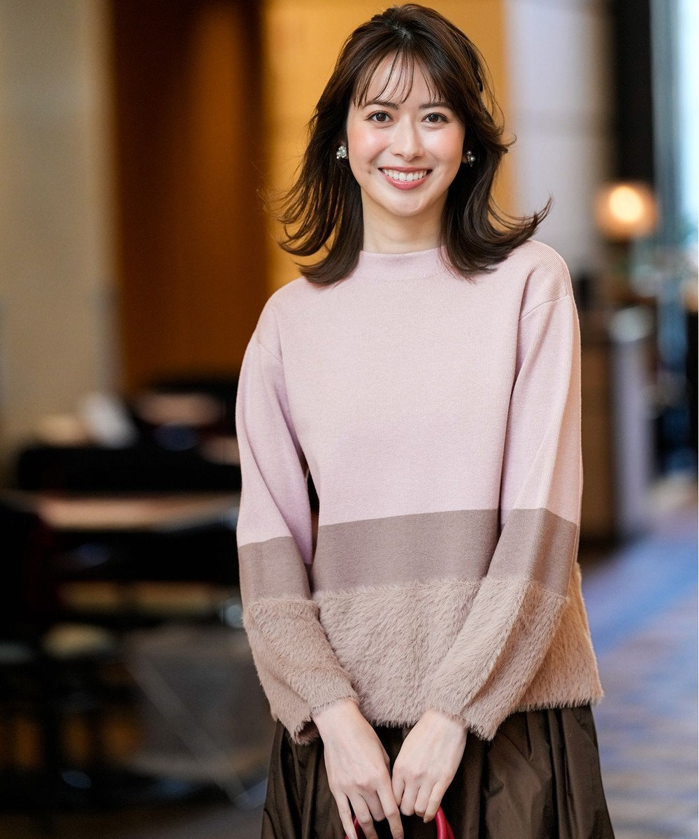 ANY SIS フェザーブロッキング ニット 