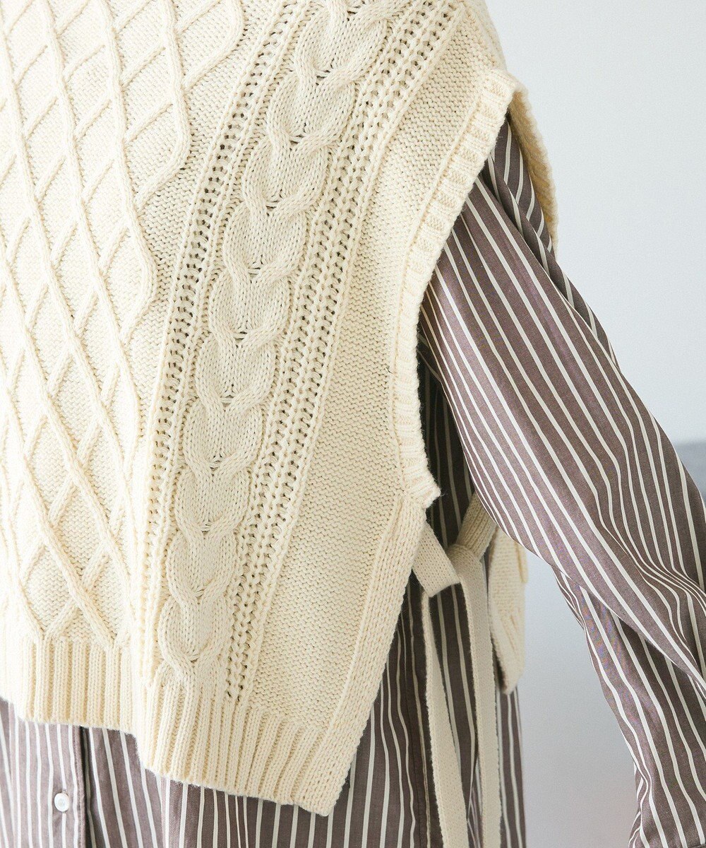 CRAFT STANDARD BOUTIQUE 洗える/2WAYケーブルニットリボンベスト 