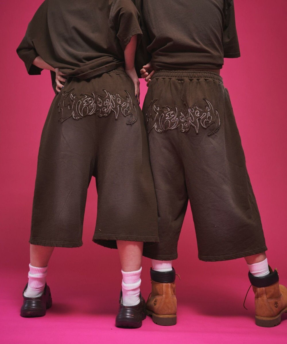 WEGO 【ユニセックス着用ITEM/ウエストゴム】ダメージアップリケショートパンツ 