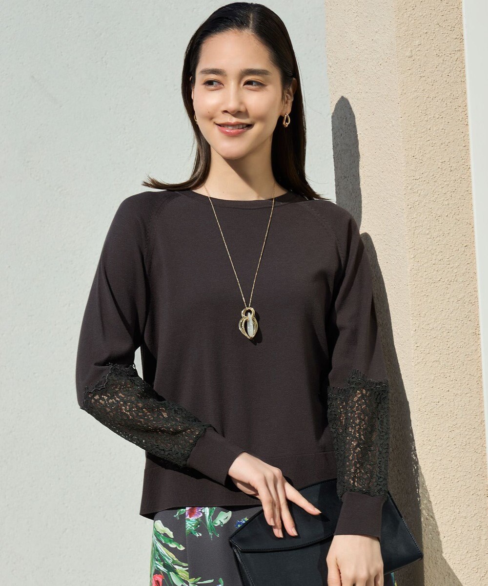 自由区 【洗える】レースコンビ ニット 