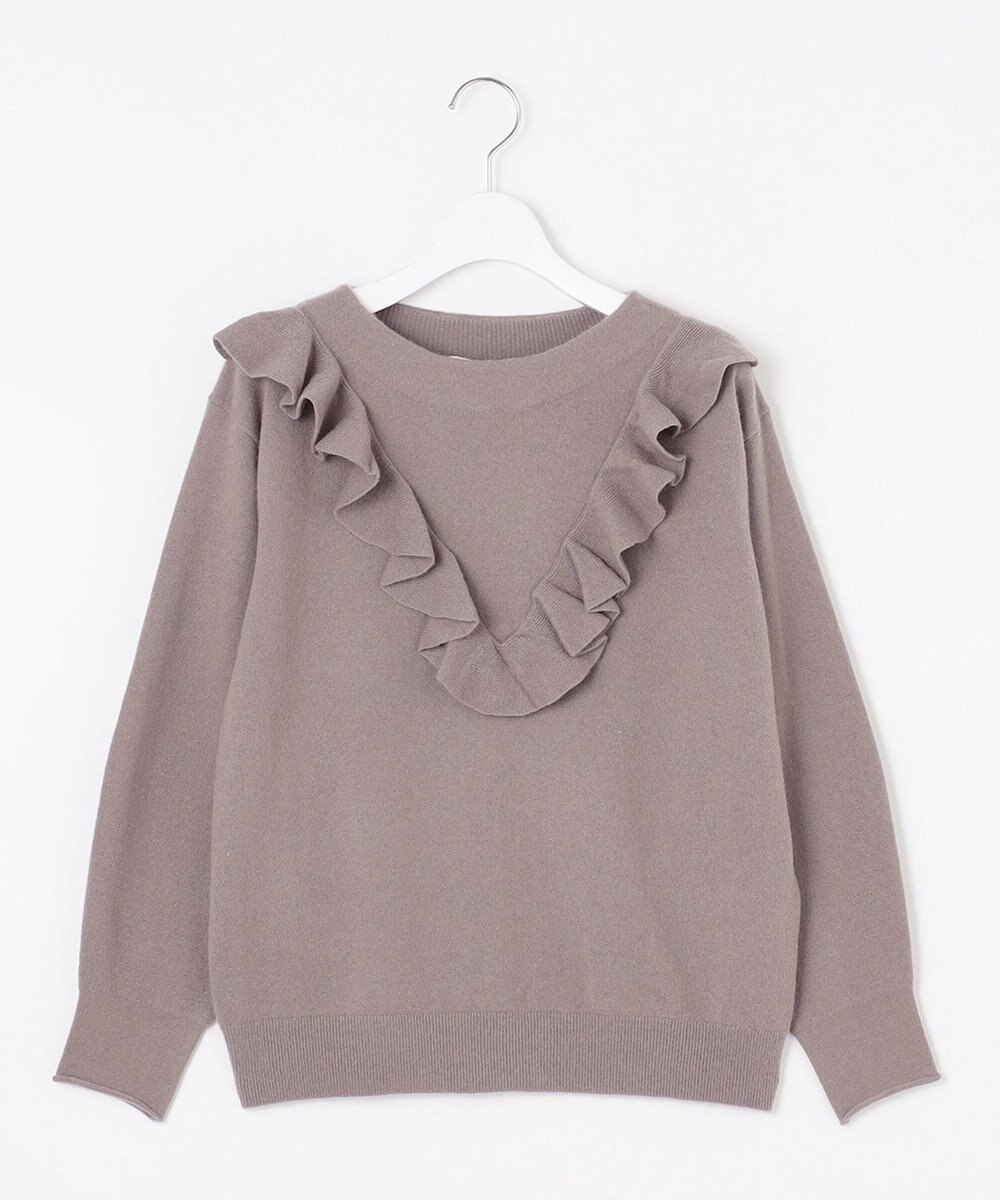 自由区 【洗える】ピュアカシミヤフリルディティール ニット 