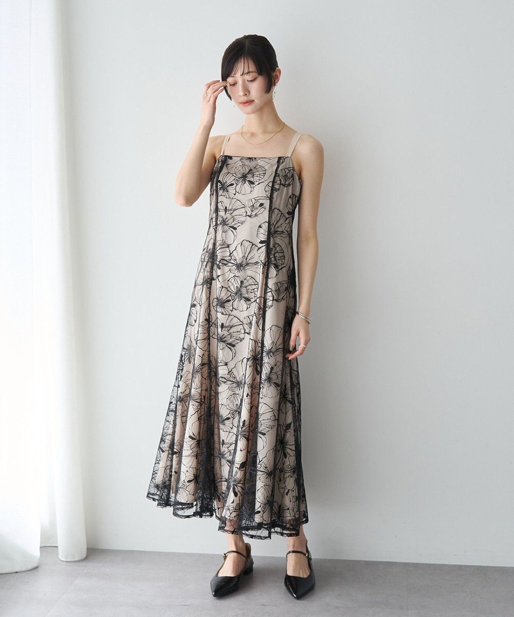 YECCA VECCA 【2点SET】フラワー柄スパンコール刺繍ドレス 