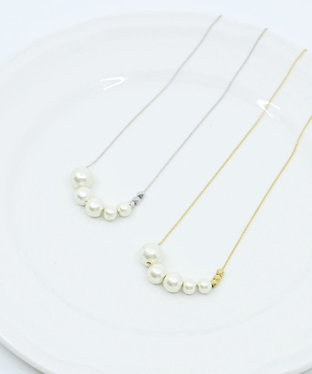 Pisceans グラデコットンパール&ビーズネックレス 