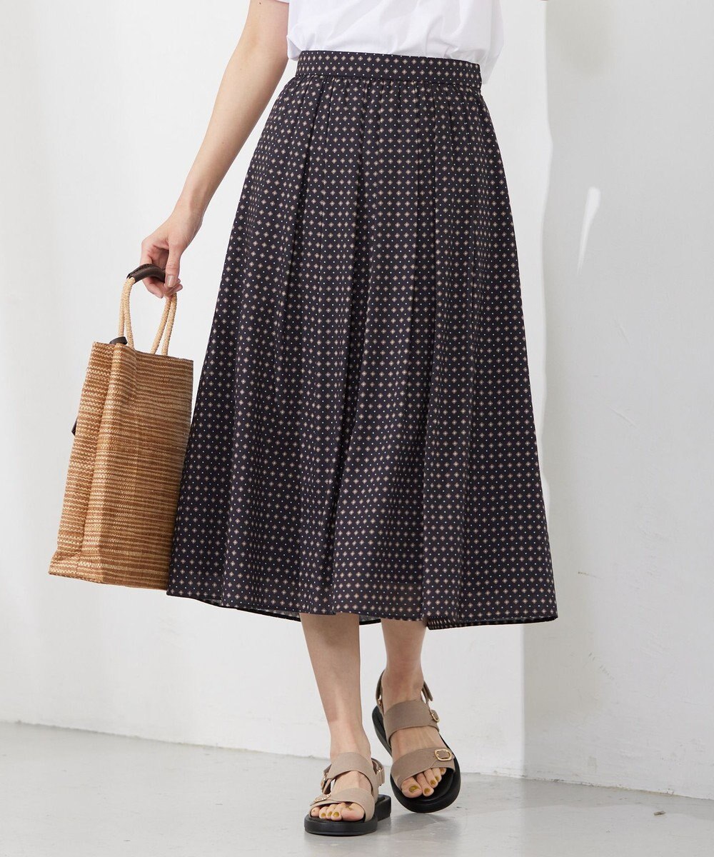 J.PRESS LADIES 【洗える】 ジオメトリック ギャザー スカート 