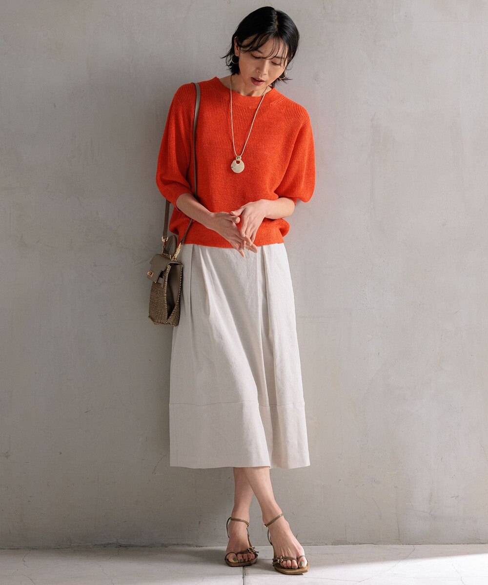 23区 L 【洗える】ピュアリネン パフスリーブ ニット 