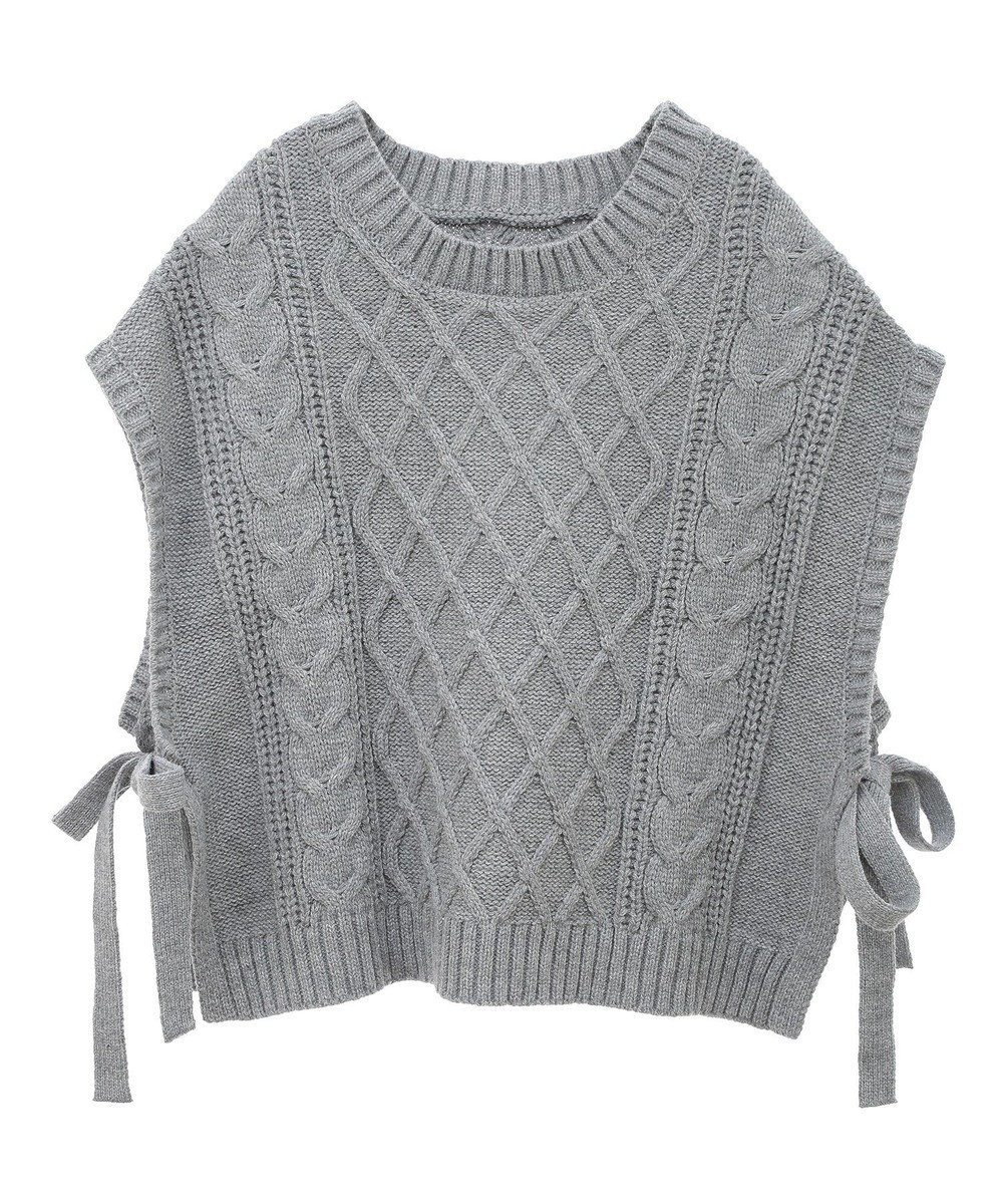 CRAFT STANDARD BOUTIQUE 洗える/2WAYケーブルニットリボンベスト 