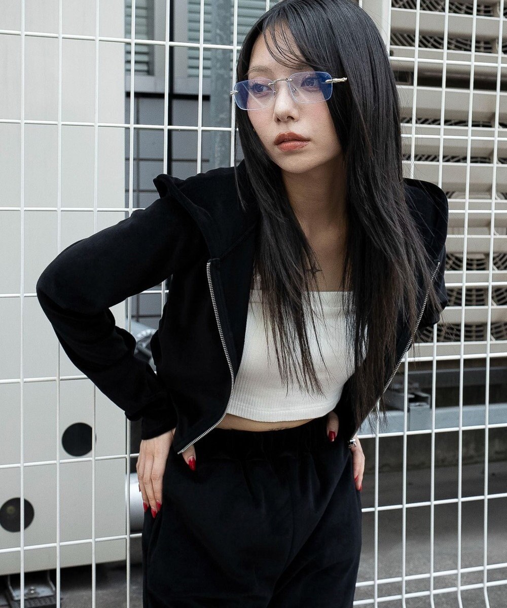 WEGO ベロアショートZIPパーカー 