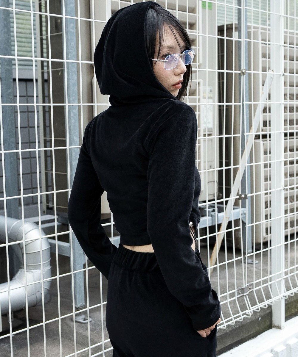 WEGO ベロアショートZIPパーカー 