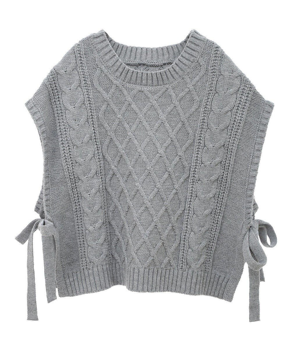 CRAFT STANDARD BOUTIQUE 洗える/2WAYケーブルニットリボンベスト 