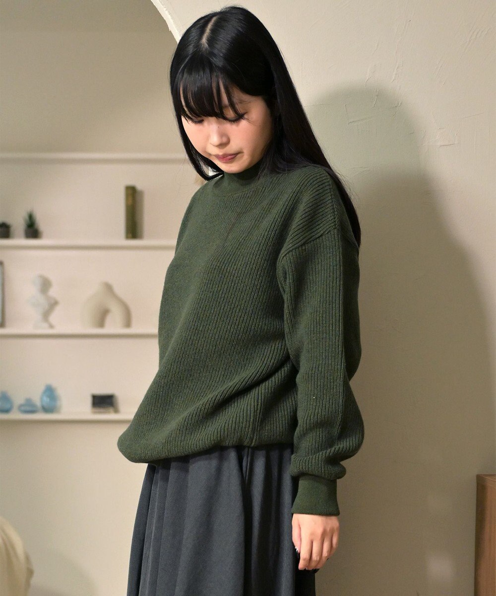 WHITE MAILS 【UNISEX】WASHI&COOMA LAMBS RIB KNIT MOCKNECK SWEATER ニットセーター 