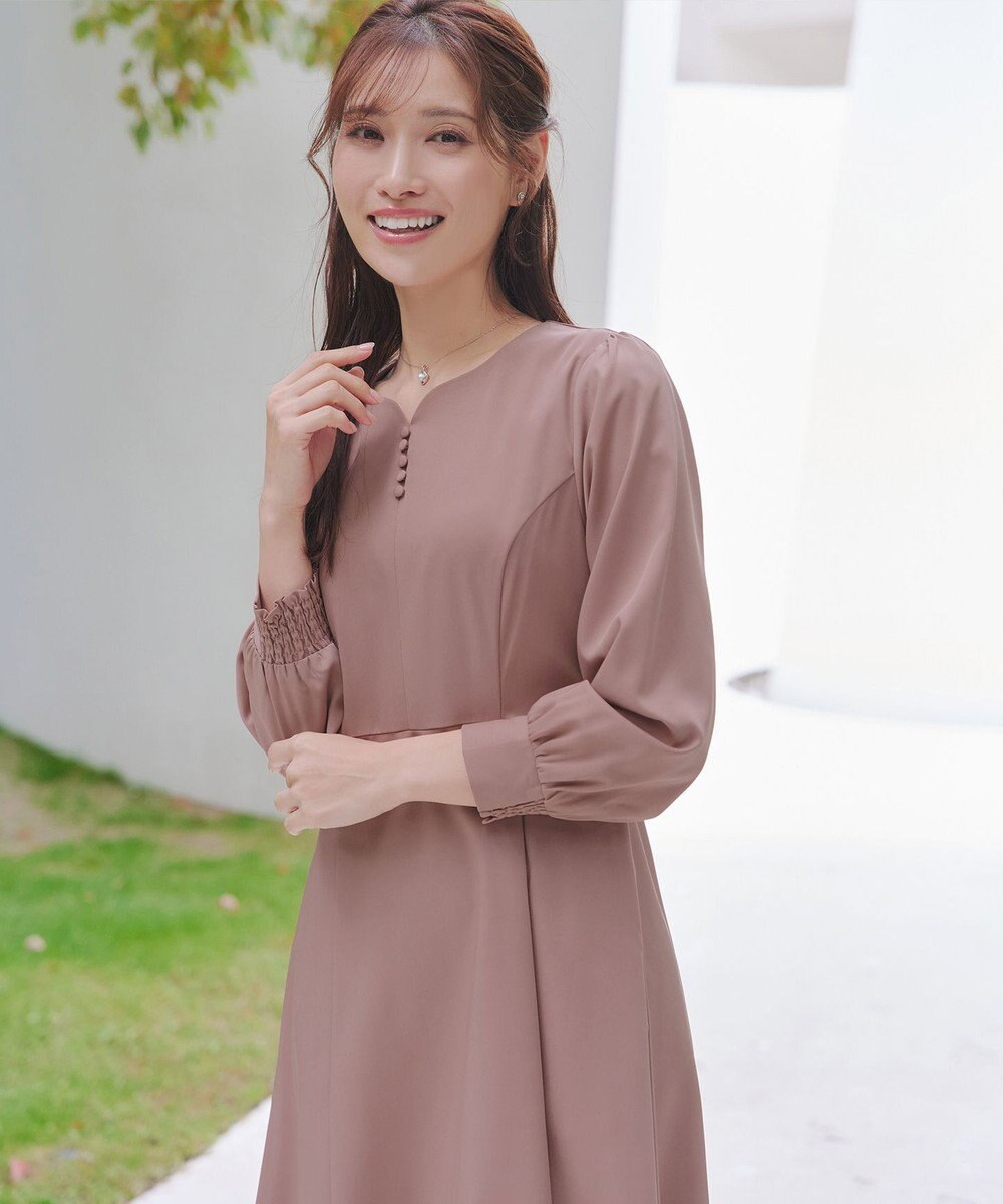 Tiaclasse 【セレモニー・XSサイズ追加・新色追加】ハートネックくるみ釦ワンピース 