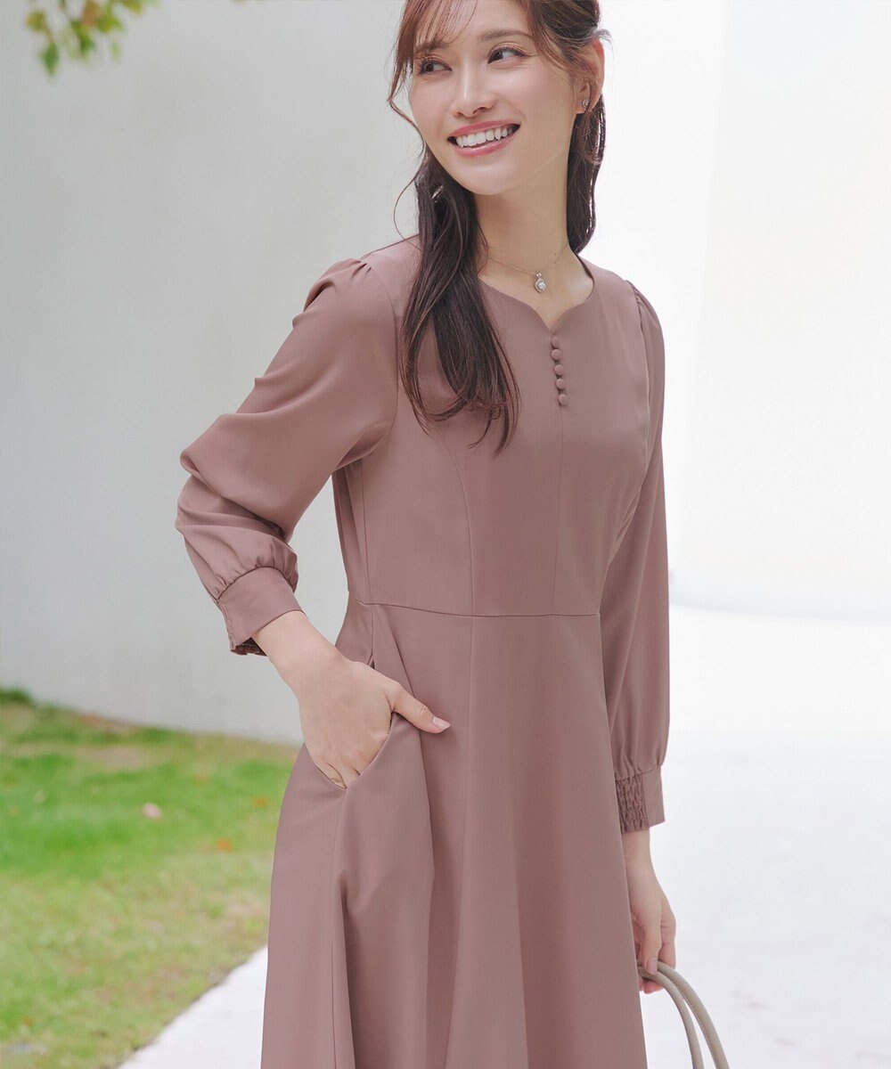 Tiaclasse 【セレモニー・XSサイズ追加・新色追加】ハートネックくるみ釦ワンピース 