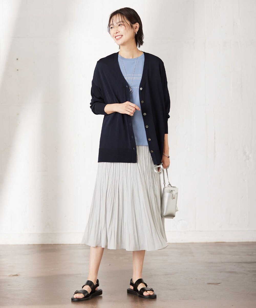 J.PRESS LADIES 【洗える】 スパンボイルワッシャー ランダムプリーツ スカート 