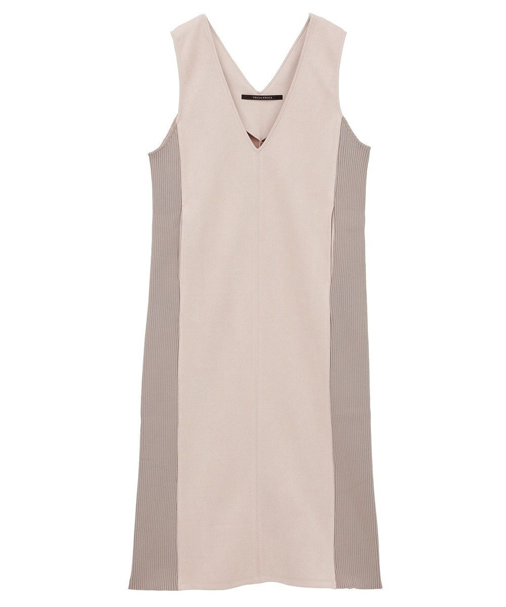 YECCA VECCA ニット切替フェイクスエードジャンスカ 