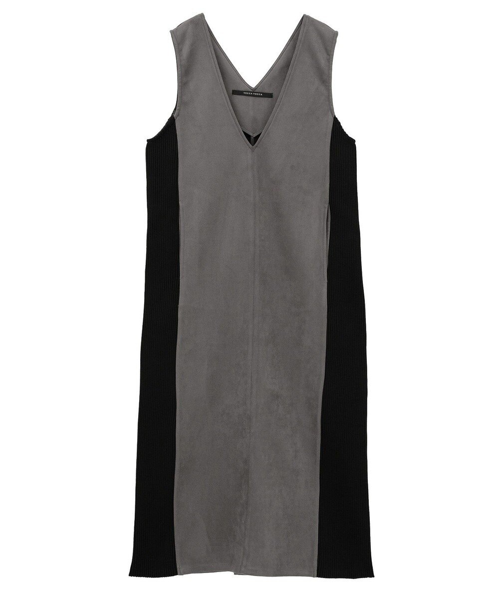 YECCA VECCA ニット切替フェイクスエードジャンスカ 