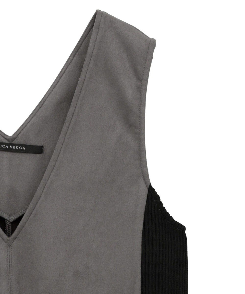 YECCA VECCA ニット切替フェイクスエードジャンスカ 