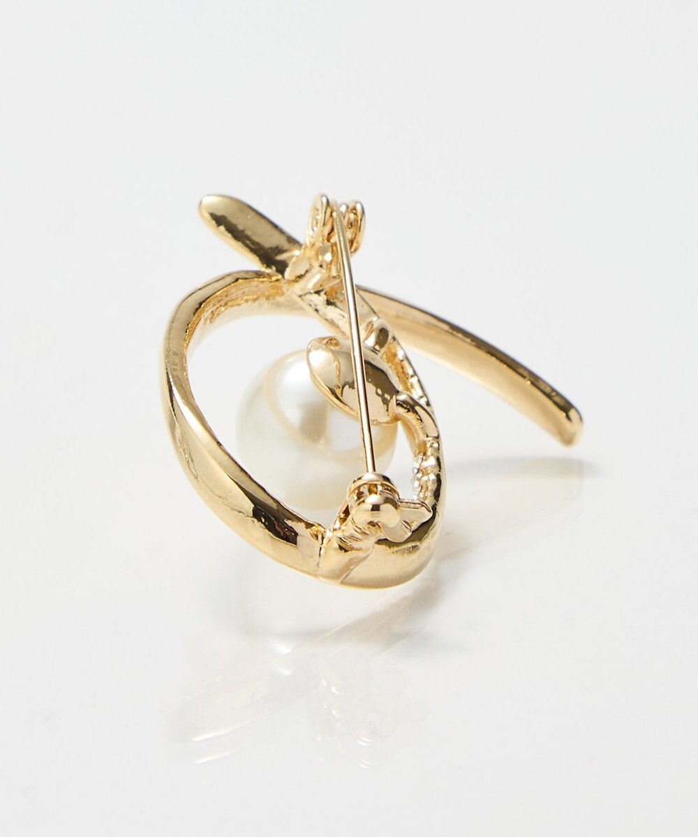 Phoebe クロスカーブパールビジューブローチ　ゴールド 