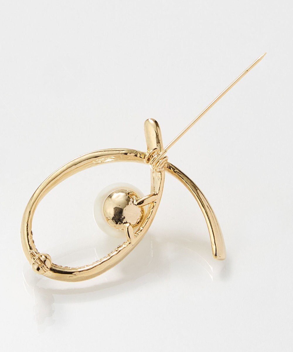 Phoebe クロスカーブパールビジューブローチ　ゴールド 