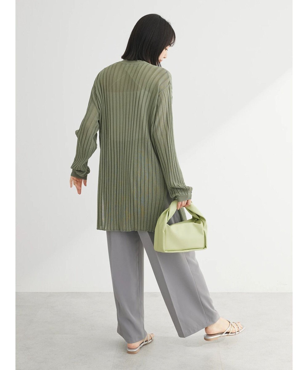 Green Parks 推しニット　リブ編みミドル丈カーディガン 