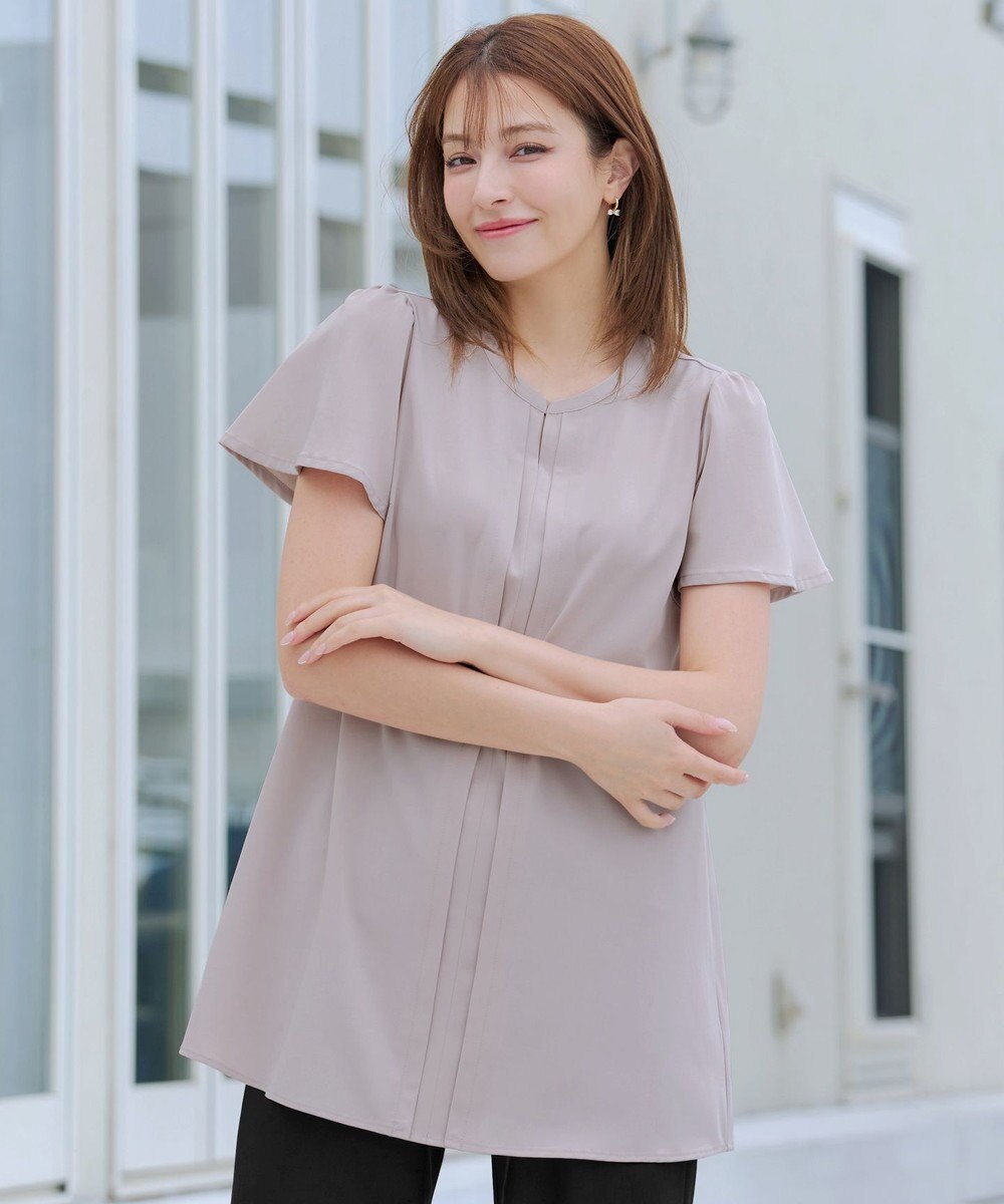 Tiaclasse 【洗える】フロントタックフレアスリーブチュニックブラウス 