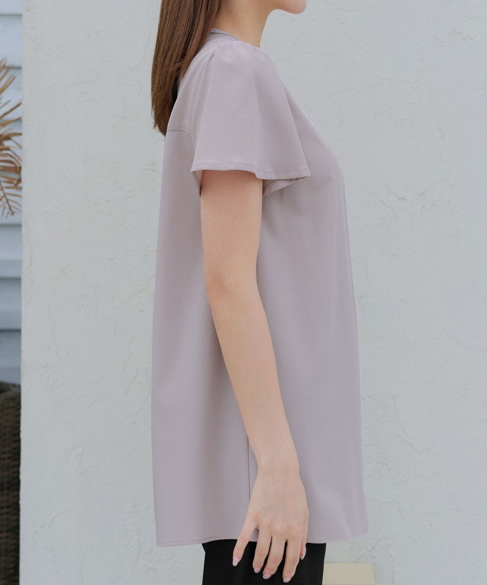 Tiaclasse 【洗える】フロントタックフレアスリーブチュニックブラウス 