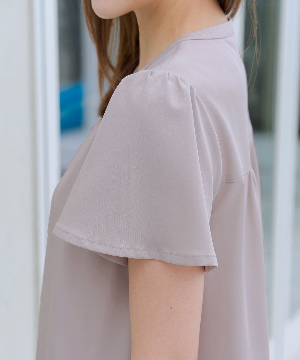 Tiaclasse 【洗える】フロントタックフレアスリーブチュニックブラウス 