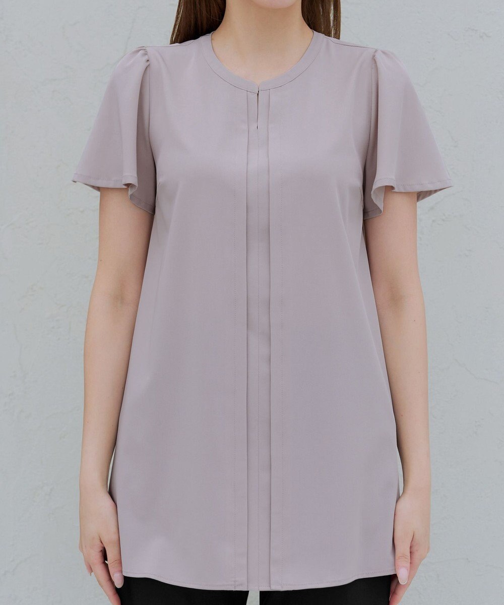 Tiaclasse 【洗える】フロントタックフレアスリーブチュニックブラウス 