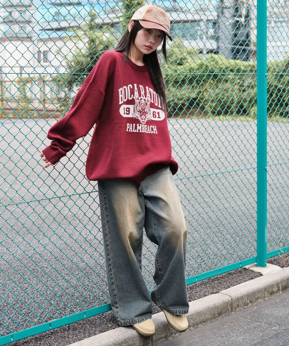 WEGO 【ユニセックス着用ITEM/SMLサイズ展開】ジャガードグラフィックプルオーバー 