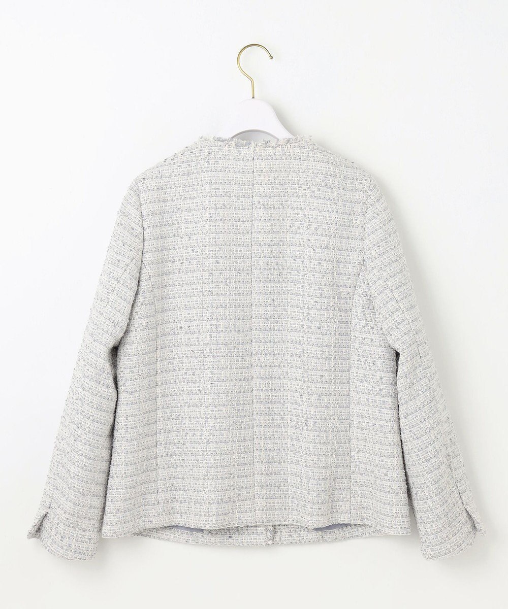 ANY SIS L ツイードノーカラーミドル ジャケット 