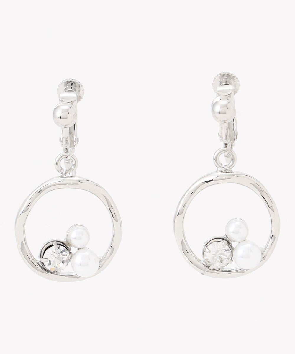 ANY SIS フープパール調ストーン イヤリング 