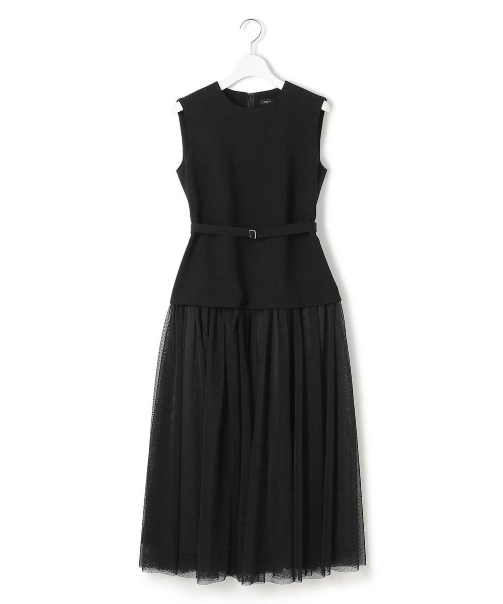 23区 L 【APPLAUDIR】クリアジョーゼット ドットチュールコンビ ドレス 