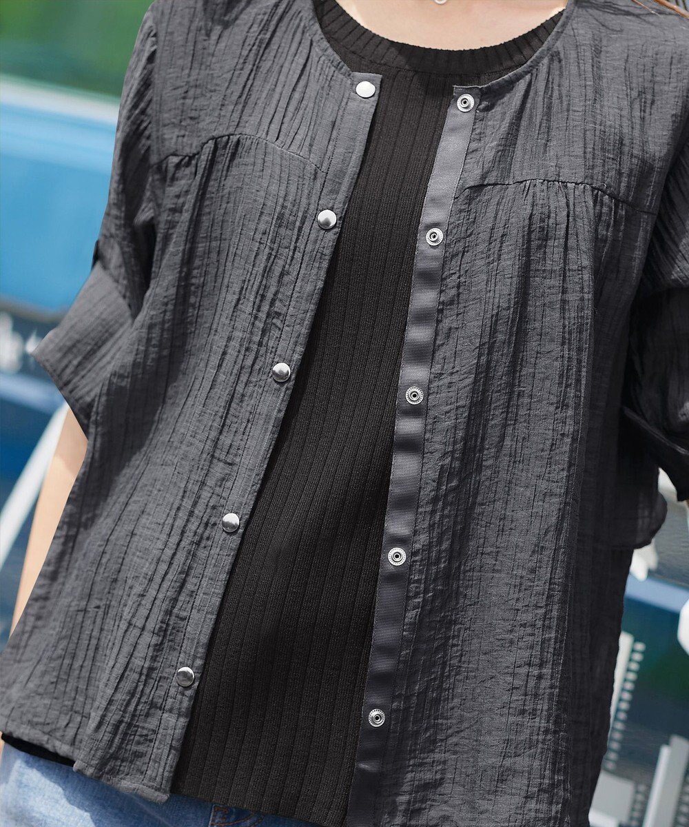 Tiaclasse 【洗える】楊柳バックフリルブルゾン 