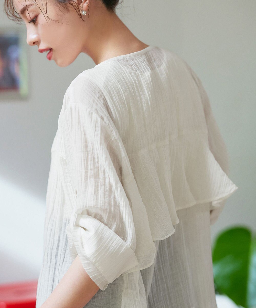 Tiaclasse 【洗える】楊柳バックフリルブルゾン 