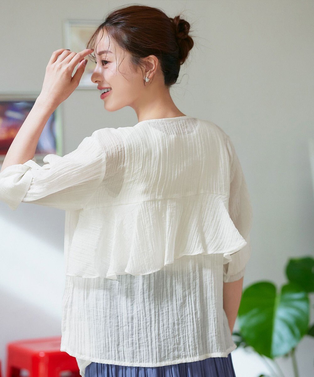 Tiaclasse 【洗える】楊柳バックフリルブルゾン 