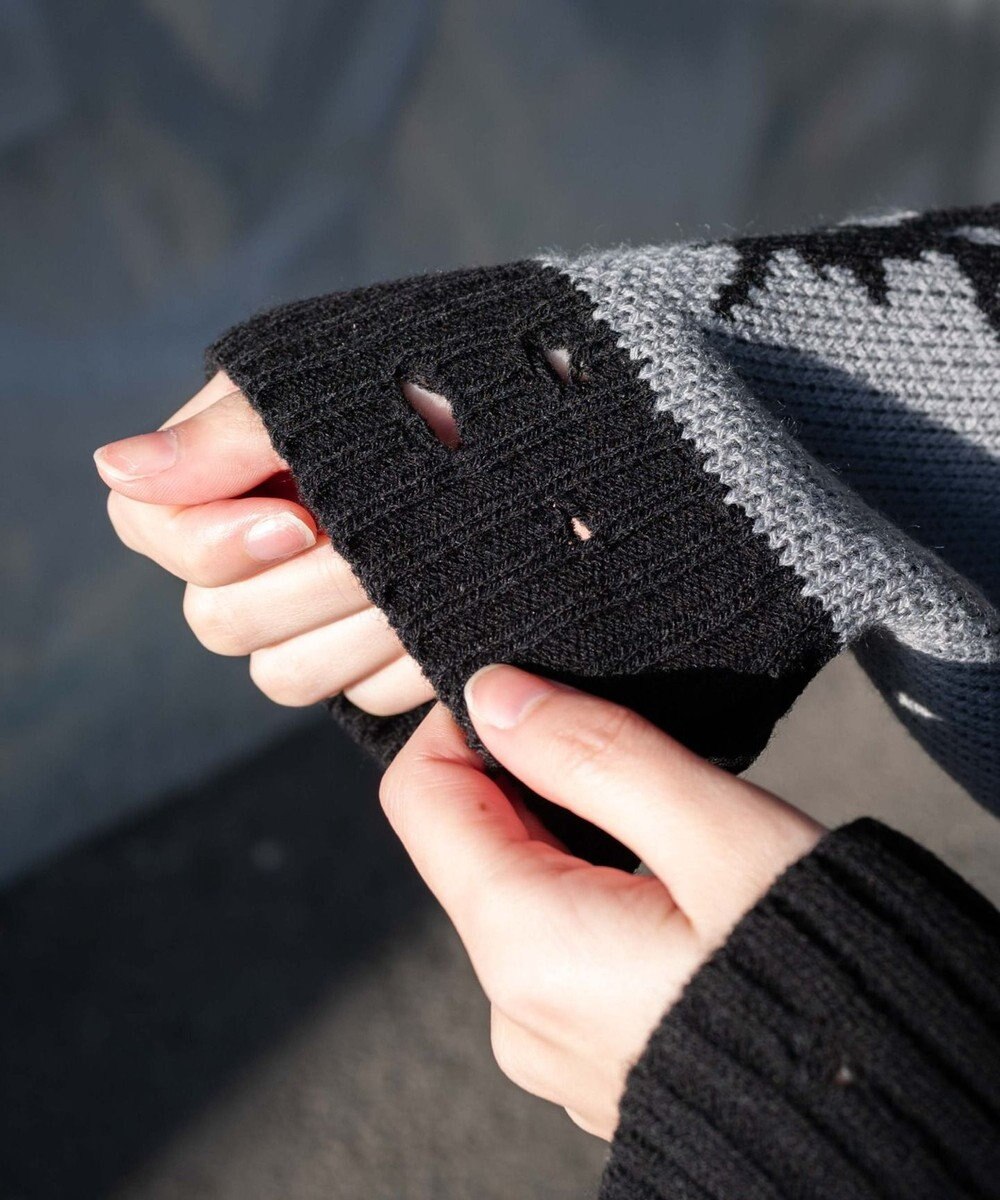 WEGO クロスダメージニットBIGブルゾン 