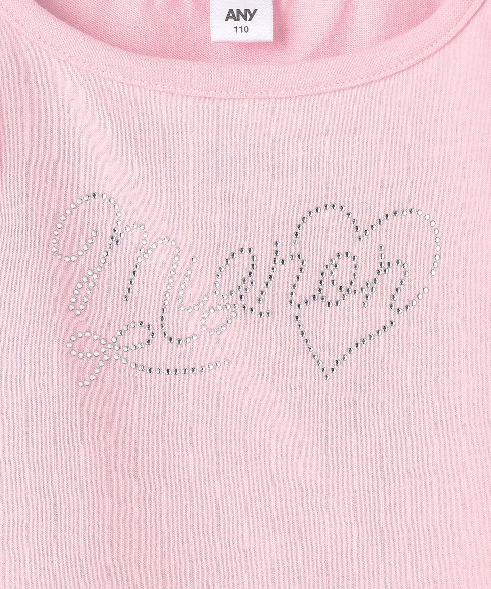 ANY KIDS 【綿100%】肩リボン×ラインストーンロゴ 半袖Tシャツ 