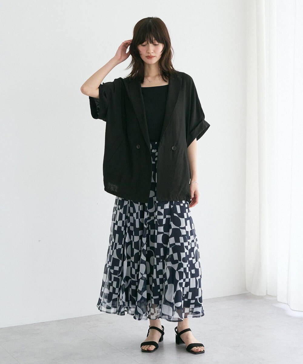 YECCA VECCA アート柄シアーロングスカート 
