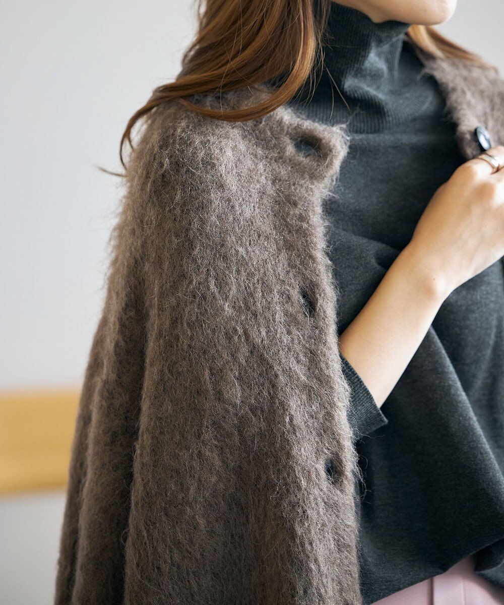 UNFILO 【洗える】アルパカシャギー カーディガン 