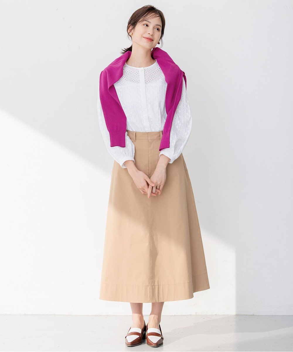 組曲 【ストレッチ・イージーケア】ハイウエストチノ スカート 