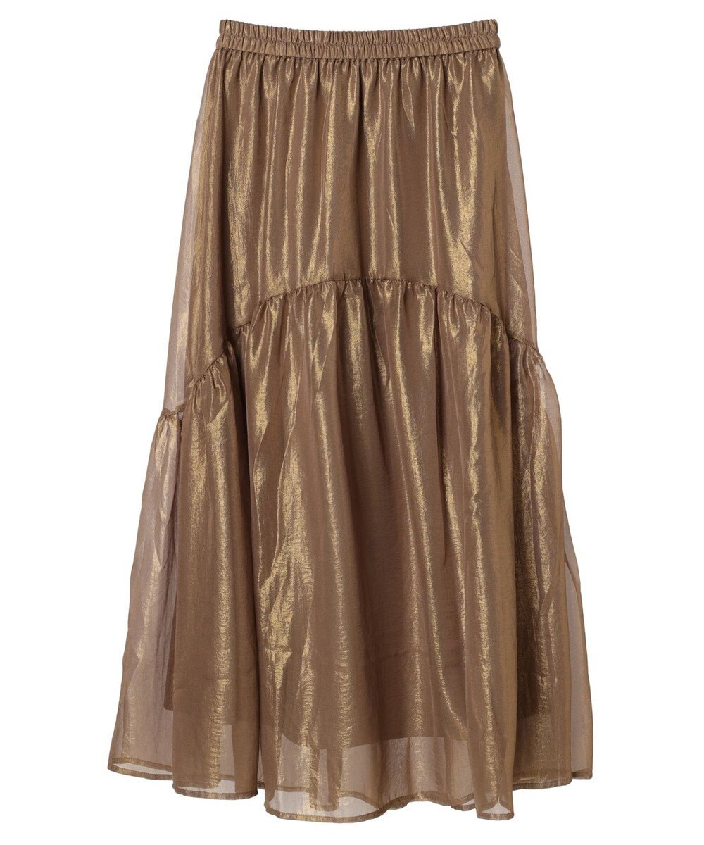 YECCA VECCA 箔プリントシアーギャザースカート 