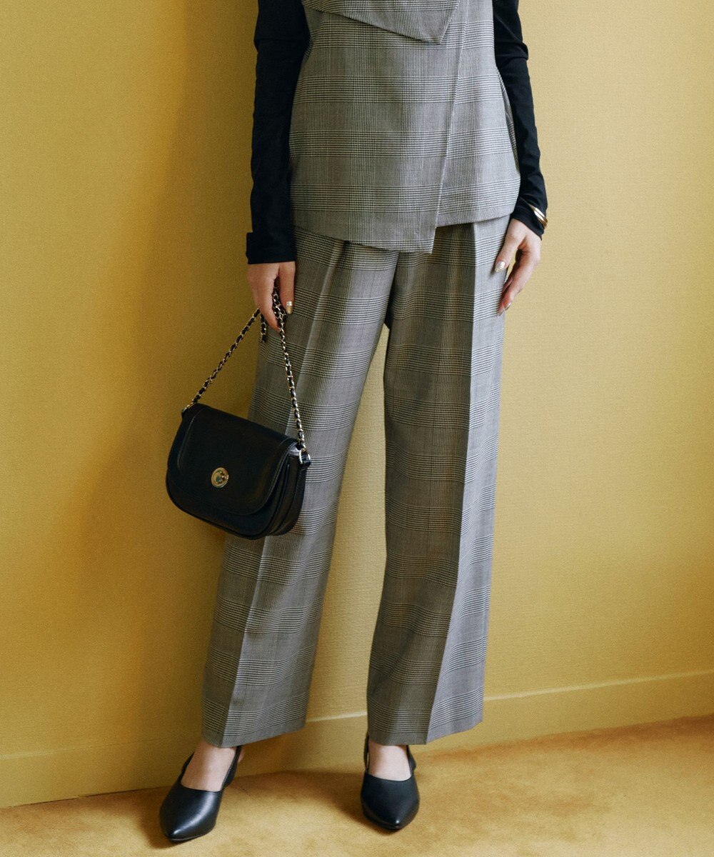 ICB 【洗える】ウール2WAYストレッチ ワイドストレートパンツ 