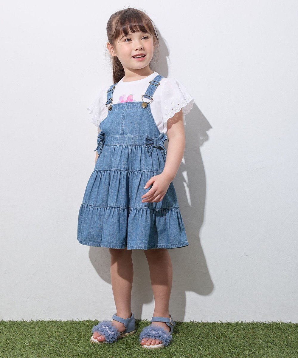 ANY KIDS ティアード デニムジャンパースカート 