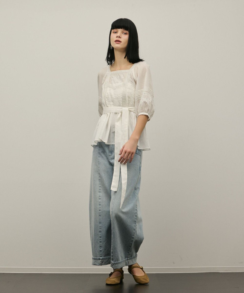 GRACE CONTINENTAL レースコンビピンタックブラウス 